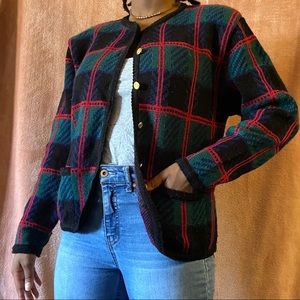 Vintage plaid button up Sweater
